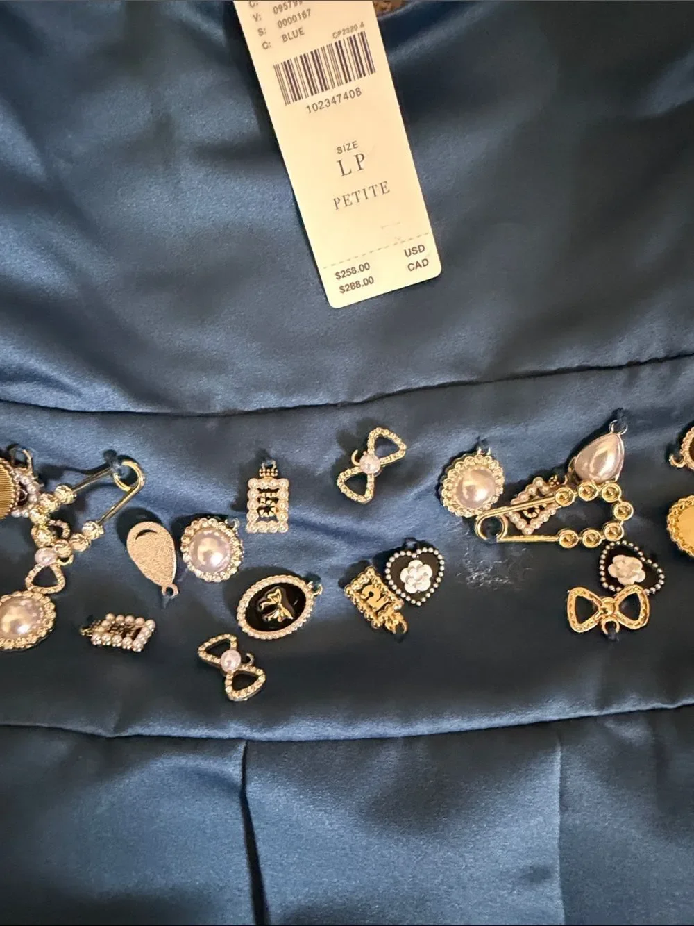 NWT Anthropologie Maeve Satin Belted Charm Mini Dress Midnight Sail $258 - Picture 5 of 5